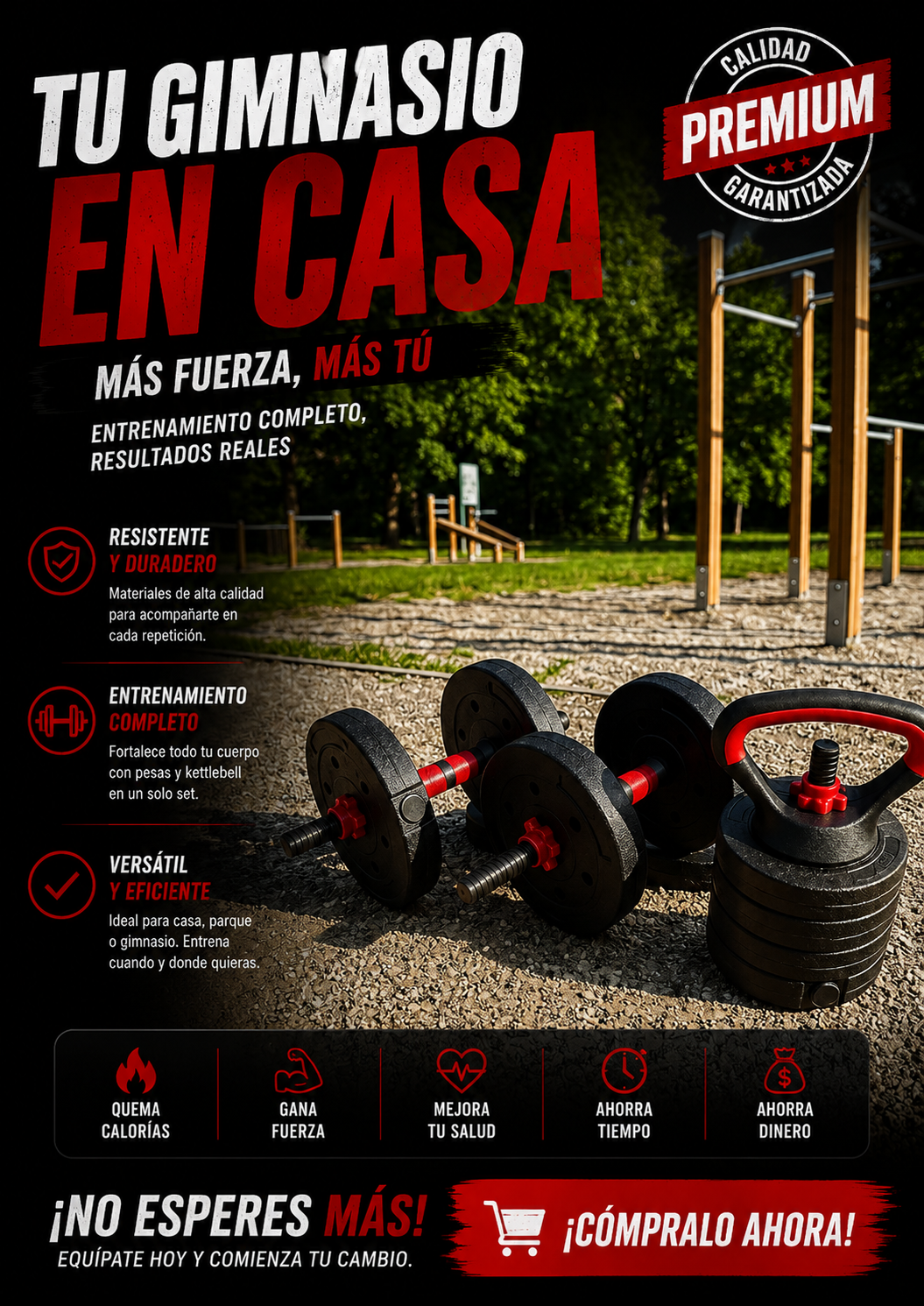 Kit Pesas Mancuerna 20kg Convertible, entrena con comodidad, potencia y resultados reales.