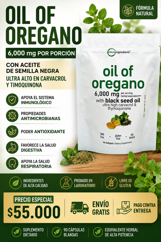 🌿 Oil of Oregano 6.000 mg – 90 Cápsulas Blandas